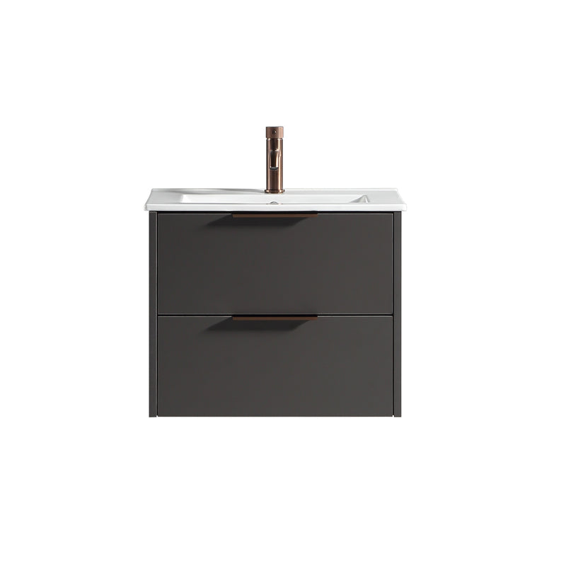 Tailored Bathrooms Sora 600mm Two Drawer Wall Hung Vanity & Ceramic Basin (1 size, 3 colours) - Brand New Bathrooms