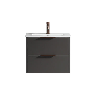 Tailored Bathrooms Sora 600mm Two Drawer Wall Hung Vanity & Ceramic Basin (1 size, 3 colours) - Brand New Bathrooms