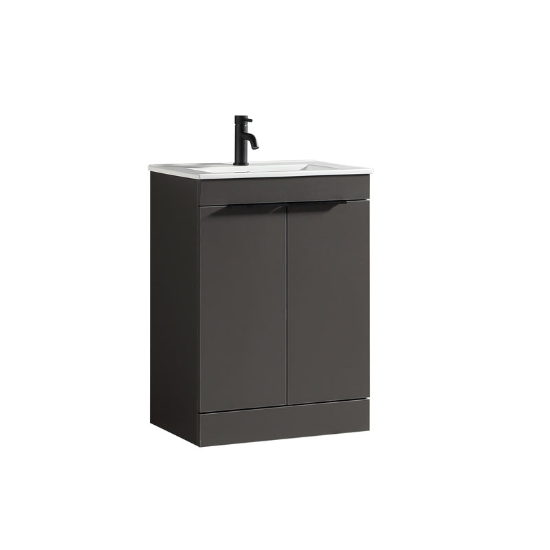 Tailored Bathrooms Sora 600mm Double Door Floor Standing Vanity & Ceramic Basin (1 size, 3 colours)