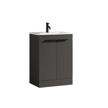 Tailored Bathrooms Sora 600mm Double Door Floor Standing Vanity & Ceramic Basin (1 size, 3 colours)