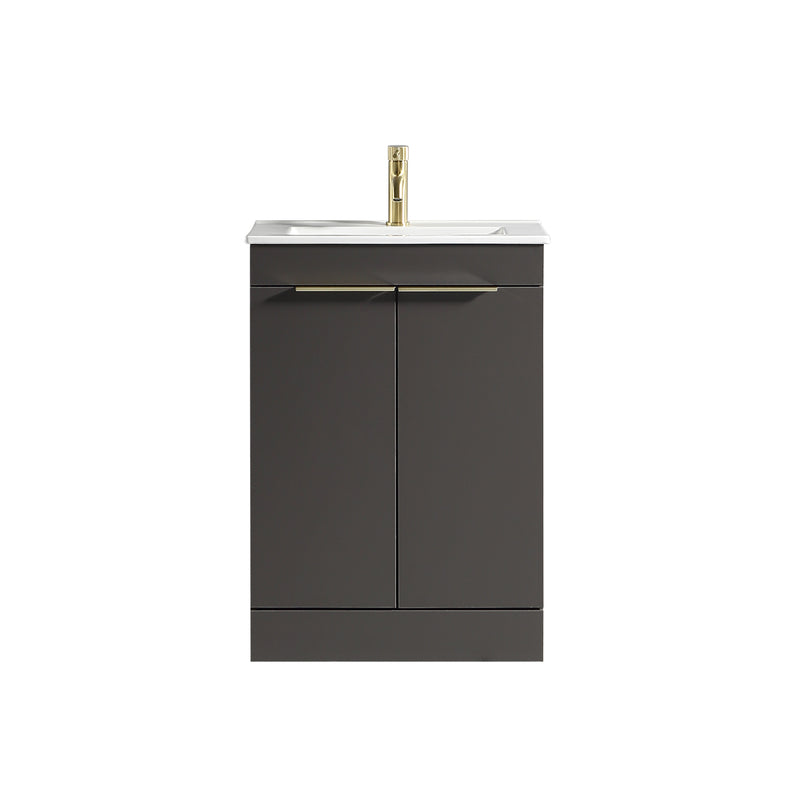 Tailored Bathrooms Sora 600mm Double Door Floor Standing Vanity & Ceramic Basin (1 size, 3 colours)