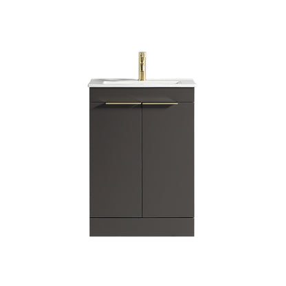 Tailored Bathrooms Sora 600mm Double Door Floor Standing Vanity & Ceramic Basin (1 size, 3 colours)