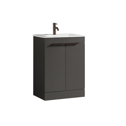 Tailored Bathrooms Sora 600mm Double Door Floor Standing Vanity & Ceramic Basin (1 size, 3 colours)
