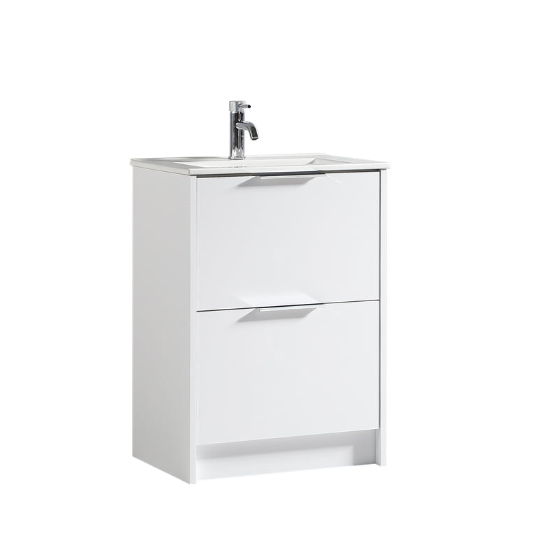 Tailored Bathrooms Sora 600mm Two Drawer Floor Standing Vanity & Ceramic Basin (1 size, 3 colours) VANITY AND BASIN ONLY - Brand New Bathrooms