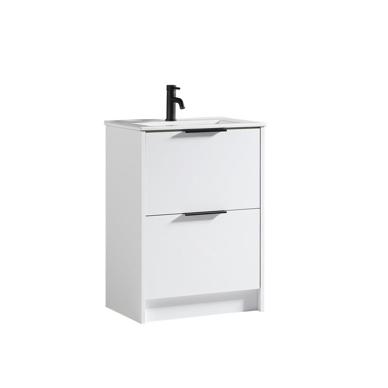 Tailored Bathrooms Sora 600mm Two Drawer Floor Standing Vanity & Ceramic Basin (1 size, 3 colours) VANITY AND BASIN ONLY - Brand New Bathrooms