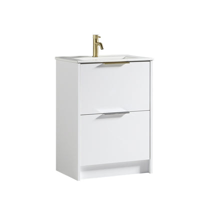 Tailored Bathrooms Sora 600mm Two Drawer Floor Standing Vanity & Ceramic Basin (1 size, 3 colours) VANITY AND BASIN ONLY - Brand New Bathrooms