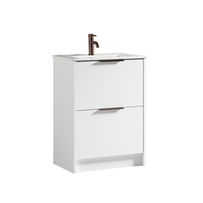 Tailored Bathrooms Sora 600mm Two Drawer Floor Standing Vanity & Ceramic Basin (1 size, 3 colours) VANITY AND BASIN ONLY - Brand New Bathrooms