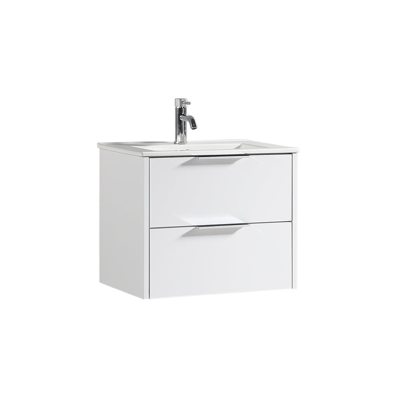 Tailored Bathrooms Sora 600mm Two Drawer Wall Hung Vanity & Ceramic Basin (1 size, 3 colours) - Brand New Bathrooms