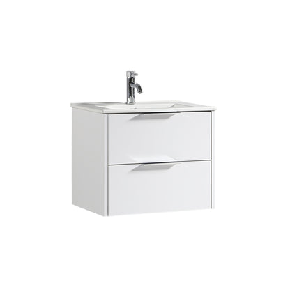 Tailored Bathrooms Sora 600mm Two Drawer Wall Hung Vanity & Ceramic Basin (1 size, 3 colours) - Brand New Bathrooms