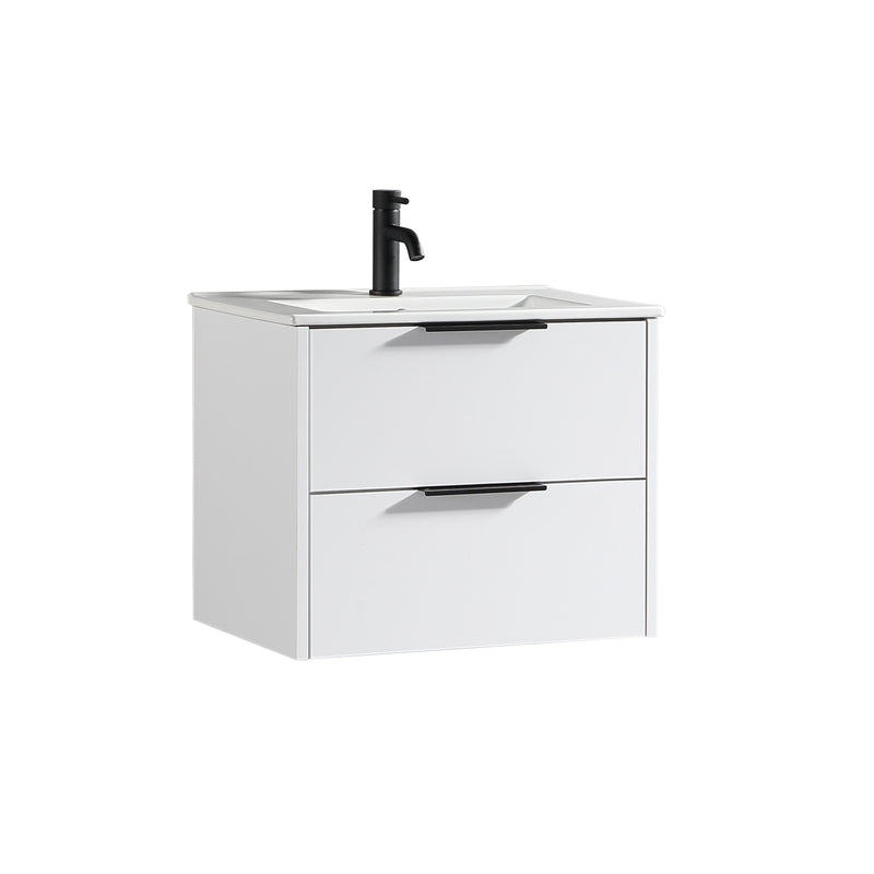 Tailored Bathrooms Sora 600mm Two Drawer Wall Hung Vanity & Ceramic Basin (1 size, 3 colours) - Brand New Bathrooms