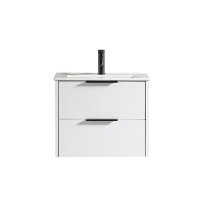 Tailored Bathrooms Sora 600mm Two Drawer Wall Hung Vanity & Ceramic Basin (1 size, 3 colours) - Brand New Bathrooms