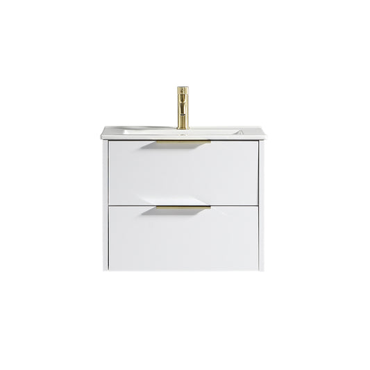 Tailored Bathrooms Sora 600mm Double Drawer Wall Hung Vanity & Ceramic Basin (1 size, 3 colours)