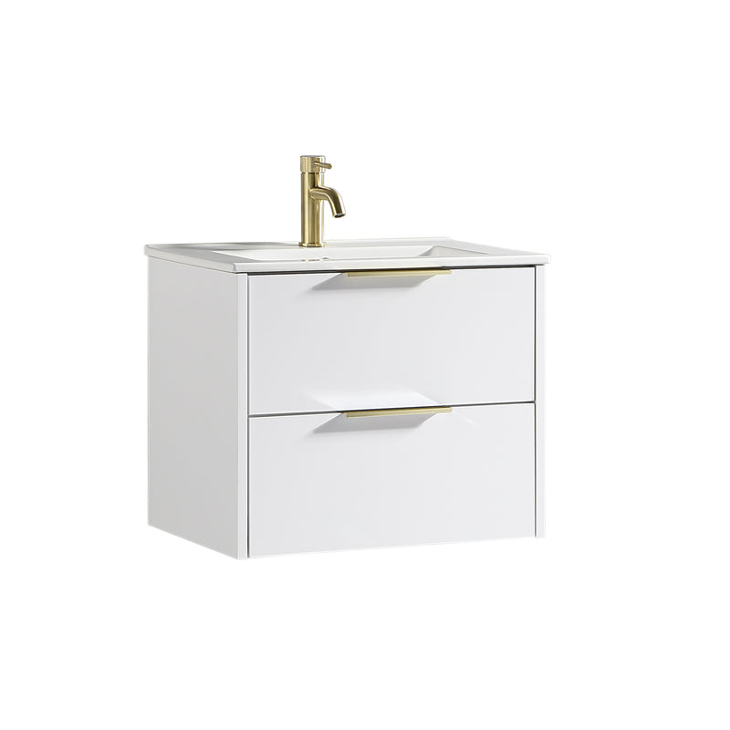 Tailored Bathrooms Sora 600mm Two Drawer Wall Hung Vanity & Ceramic Basin (1 size, 3 colours) - Brand New Bathrooms