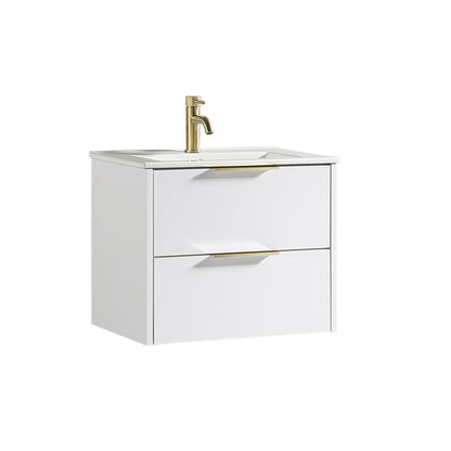 Tailored Bathrooms Sora 600mm Two Drawer Wall Hung Vanity & Ceramic Basin (1 size, 3 colours) - Brand New Bathrooms