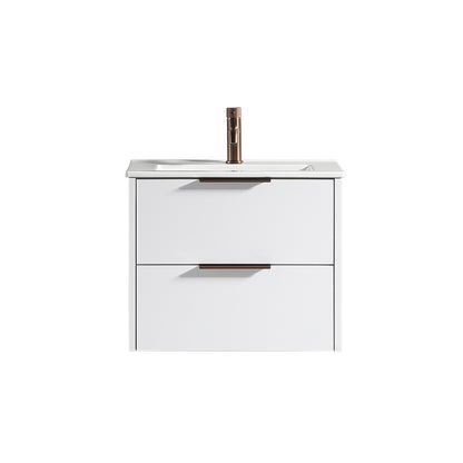 Tailored Bathrooms Sora 600mm Two Drawer Wall Hung Vanity & Ceramic Basin (1 size, 3 colours) - Brand New Bathrooms