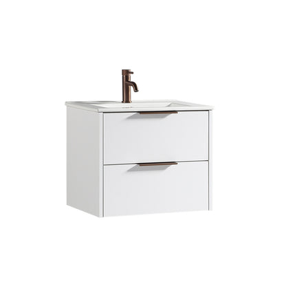 Tailored Bathrooms Sora 600mm Two Drawer Wall Hung Vanity & Ceramic Basin (1 size, 3 colours) - Brand New Bathrooms