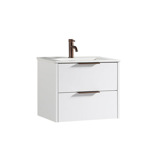 Tailored Bathrooms Sora 600mm Two Drawer Wall Hung Vanity & Ceramic Basin (1 size, 3 colours) - Brand New Bathrooms