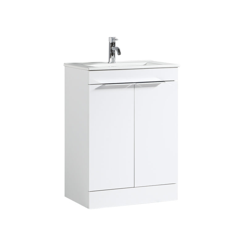Tailored Bathrooms Sora 600mm Double Door Floor Standing Vanity & Ceramic Basin (1 size, 3 colours)