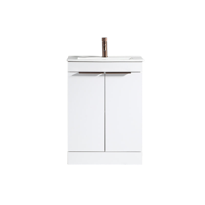 Tailored Bathrooms Sora 600mm Double Door Floor Standing Vanity & Ceramic Basin (1 size, 3 colours)