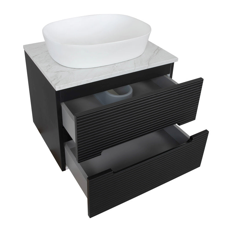 Tailored Bathrooms Monza Plus Fluted Wall Hung 600mm Vanity Unit & Counter Top (1 size, 8 colours)