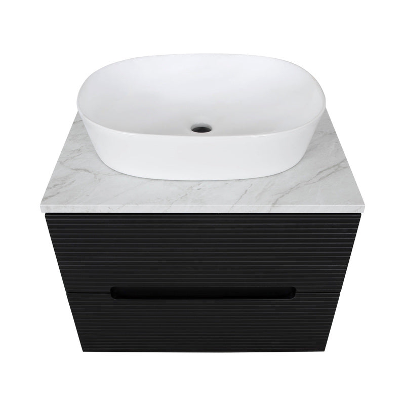 Tailored Bathrooms Monza Plus Fluted Wall Hung 600mm Vanity Unit & Counter Top (1 size, 9 colours)