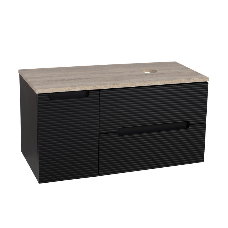 Tailored Bathrooms Monza Plus Fluted Wall Hung 900mm Vanity Unit with Side Cabinet & Counter Top (1 size, 8 colours)