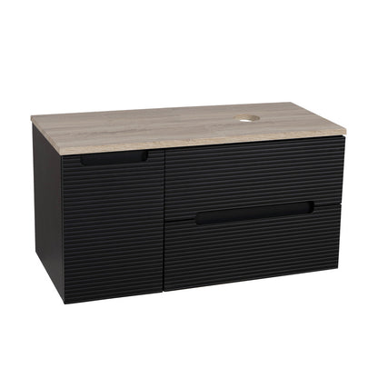 Tailored Bathrooms Monza Plus Fluted Wall Hung 900mm Vanity Unit with Side Cabinet & Counter Top (1 size, 8 colours)