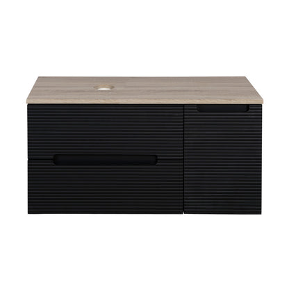 Tailored Bathrooms Monza Plus Fluted Wall Hung 900mm Vanity Unit with Side Cabinet & Counter Top (1 size, 8 colours)