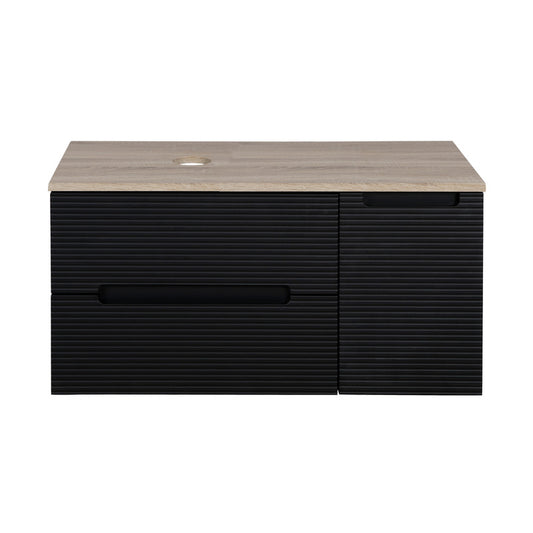 Tailored Bathrooms Monza Plus Fluted Wall Hung 900mm Vanity Unit with Side Cabinet & Counter Top (1 size, 8 colours)