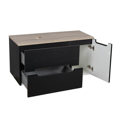 Tailored Bathrooms Monza Plus Fluted Wall Hung 900mm Vanity Unit with Side Cabinet & Counter Top (1 size, 8 colours)
