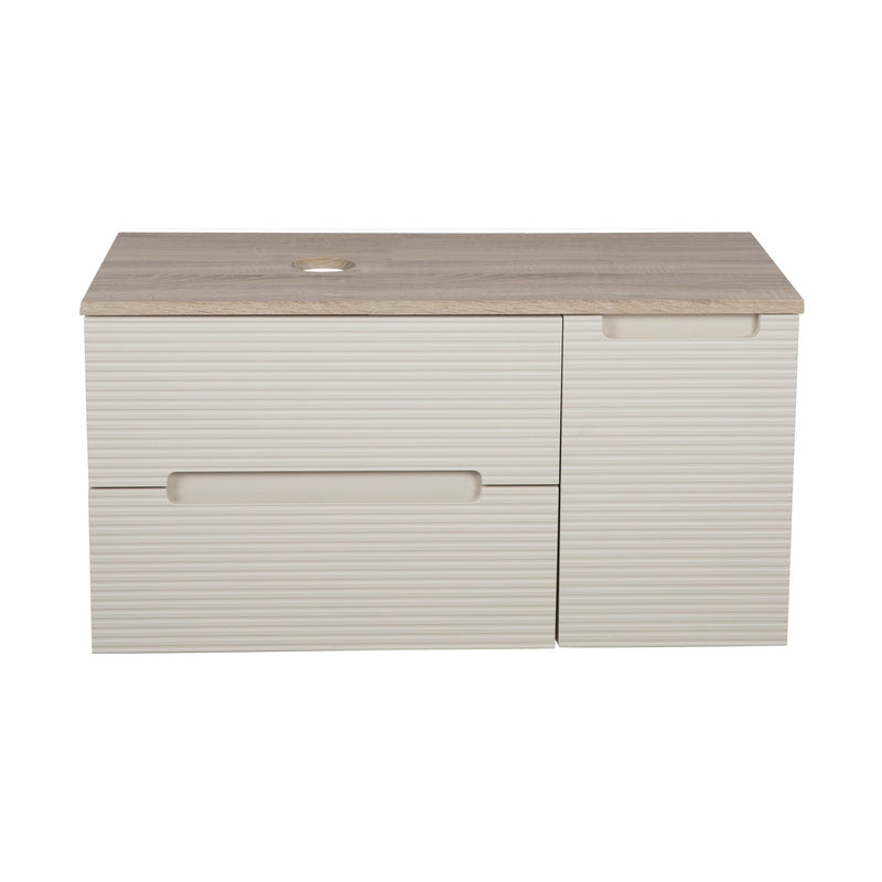 Tailored Bathrooms Monza Plus Fluted Wall Hung 900mm Vanity Unit with Side Cabinet & Counter Top (1 size, 8 colours)