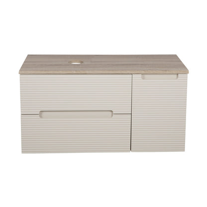 Tailored Bathrooms Monza Plus Fluted Wall Hung 900mm Vanity Unit with Side Cabinet & Counter Top (1 size, 8 colours)