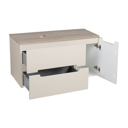 Tailored Bathrooms Monza Plus Fluted Wall Hung 900mm Vanity Unit with Side Cabinet & Counter Top (1 size, 8 colours)