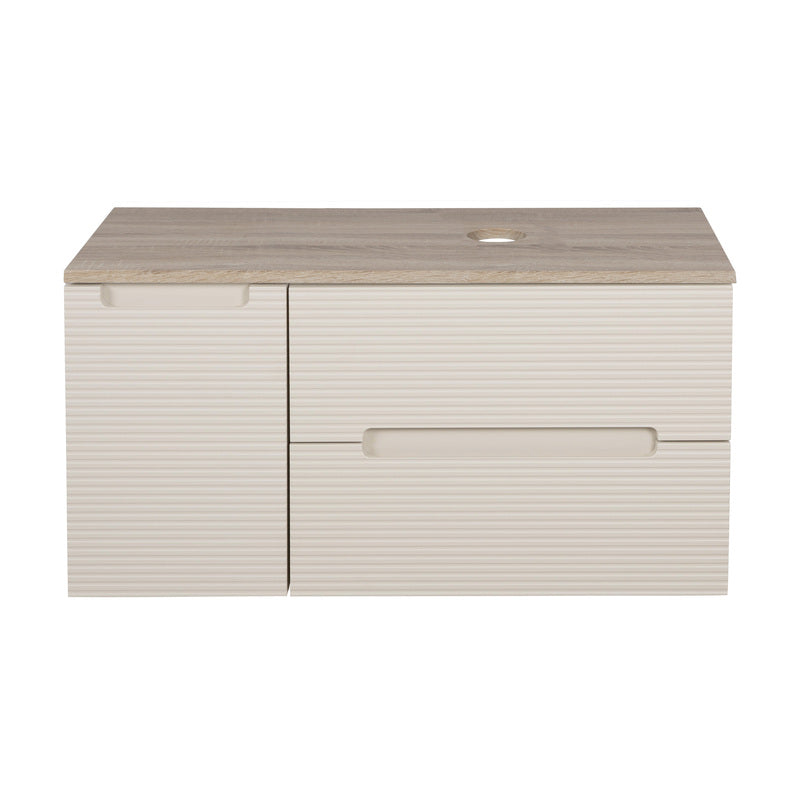 Tailored Bathrooms Monza Plus Fluted Wall Hung 900mm Vanity Unit with Side Cabinet & Counter Top (1 size, 8 colours)