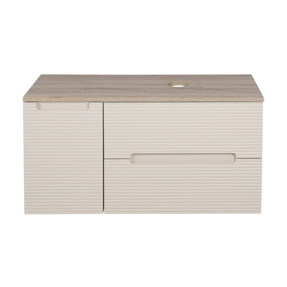 Tailored Bathrooms Monza Plus Fluted Wall Hung 900mm Vanity Unit with Side Cabinet & Counter Top (1 size, 8 colours)