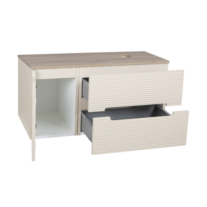 Tailored Bathrooms Monza Plus Fluted Wall Hung 900mm Vanity Unit with Side Cabinet & Counter Top (1 size, 8 colours)
