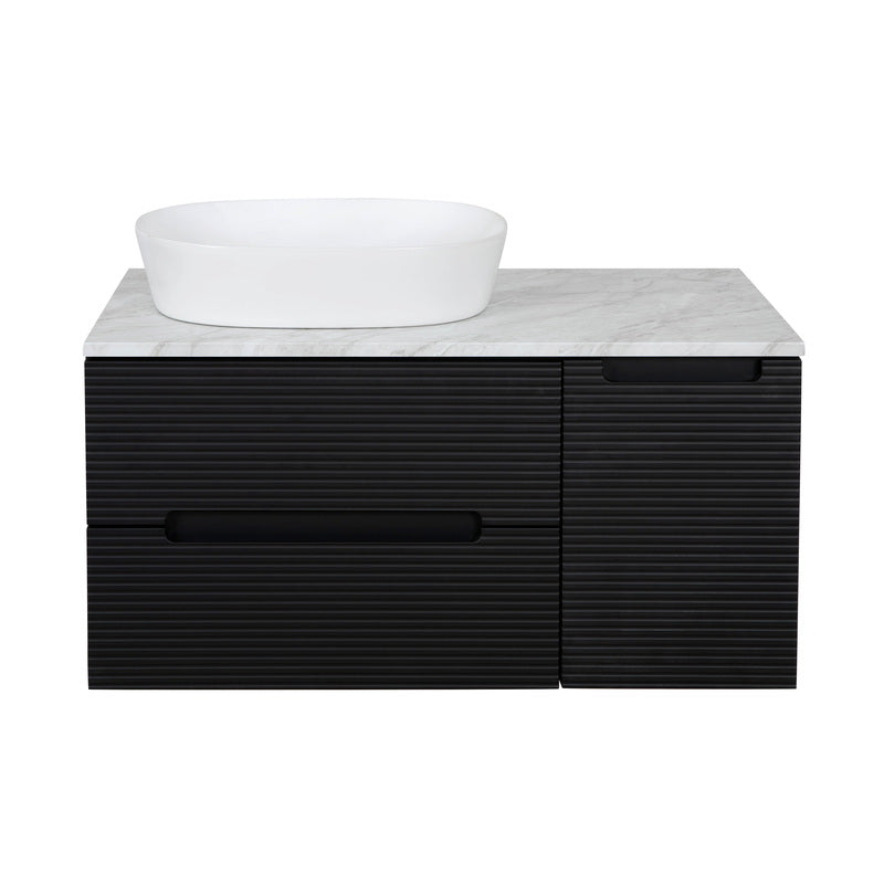 Tailored Bathrooms Monza Plus Fluted Wall Hung 900mm Vanity Unit with Side Cabinet & Counter Top (1 size, 8 colours)