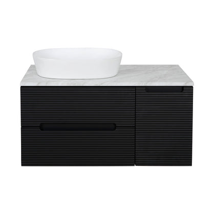 Tailored Bathrooms Monza Plus Fluted Wall Hung 900mm Vanity Unit with Side Cabinet & Counter Top (1 size, 8 colours)