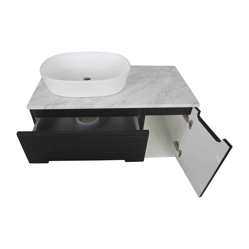 Tailored Bathrooms Monza Plus Fluted Wall Hung 900mm Vanity Unit with Side Cabinet & Counter Top (1 size, 8 colours)