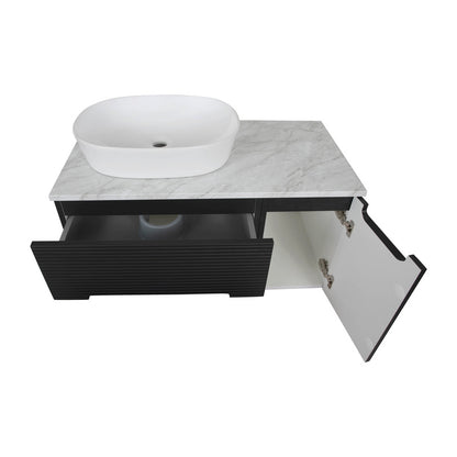 Tailored Bathrooms Monza Plus Fluted Wall Hung 900mm Vanity Unit with Side Cabinet & Counter Top (1 size, 8 colours)