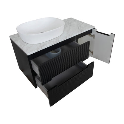 Tailored Bathrooms Monza Plus Fluted Wall Hung 900mm Vanity Unit with Side Cabinet & Counter Top (1 size, 8 colours)