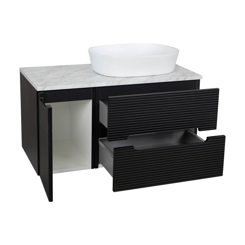Tailored Bathrooms Monza Plus Fluted Wall Hung 600mm Vanity Unit & Counter Top (2 sizes, 9 colours)