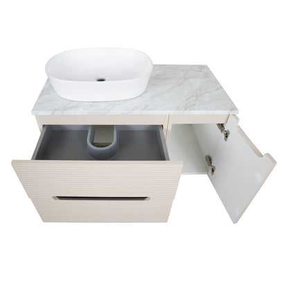 Tailored Bathrooms Monza Plus Fluted Wall Hung 900mm Vanity Unit with Side Cabinet & Counter Top (1 size, 8 colours)