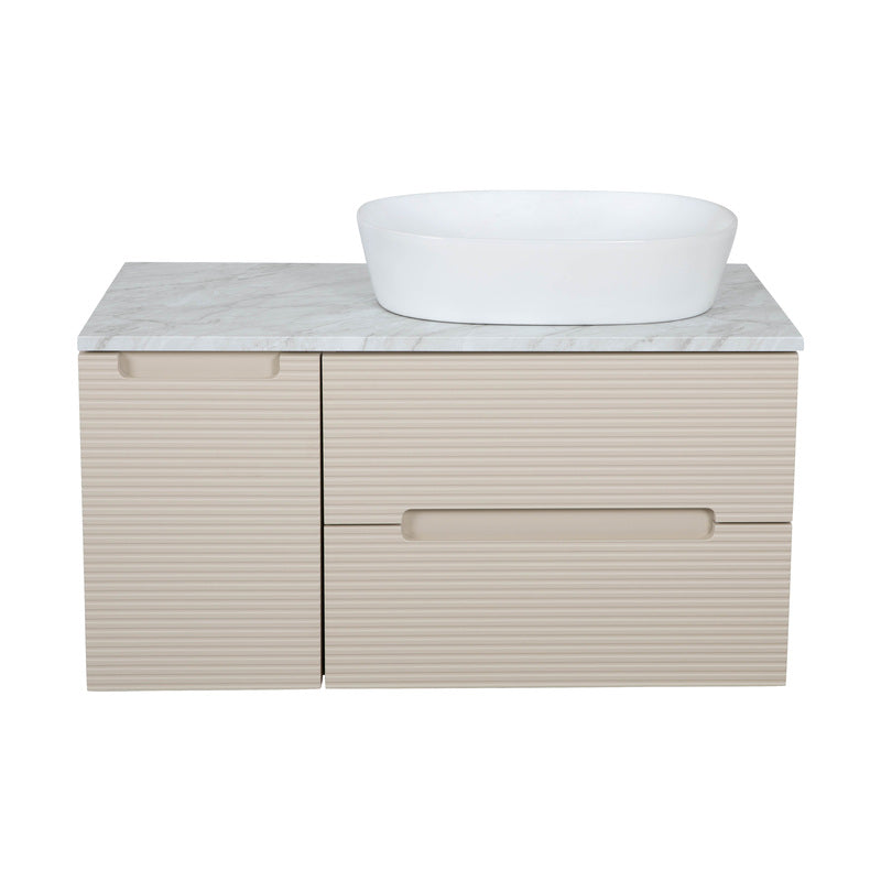 Tailored Bathrooms Monza Plus Fluted Wall Hung 900mm Vanity Unit with Side Cabinet & Counter Top (1 size, 8 colours)