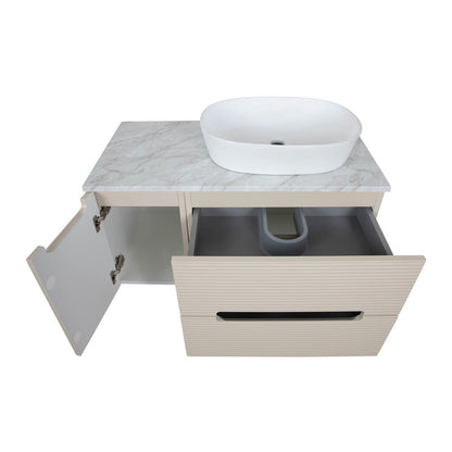 Tailored Bathrooms Monza Plus Fluted Wall Hung 900mm Vanity Unit with Side Cabinet & Counter Top (1 size, 8 colours)
