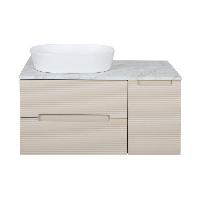 Tailored Bathrooms Monza Plus Fluted Wall Hung 900mm Vanity Unit with Side Cabinet & Counter Top (1 size, 8 colours)