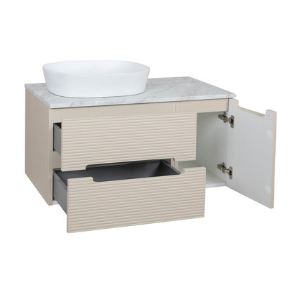Tailored Bathrooms Monza Plus Fluted Wall Hung 600mm Vanity Unit & Counter Top (2 sizes, 9 colours)