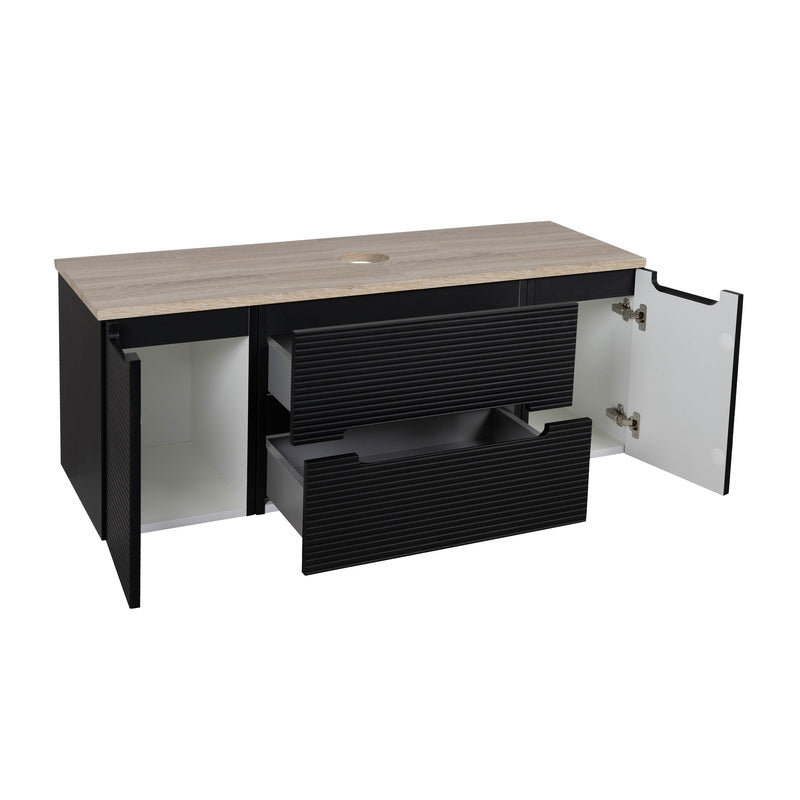 Tailored Bathrooms Monza Plus Fluted Wall Hung 1200mm Vanity Unit with 2 Side Cabinets & Counter Top (1 size, 9 colours) - Brand New Bathrooms