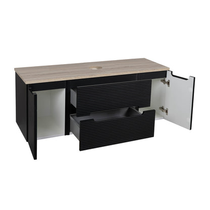 Tailored Bathrooms Monza Plus Fluted Wall Hung 1200mm Vanity Unit with 2 Side Cabinets & Counter Top (1 size, 9 colours) - Brand New Bathrooms