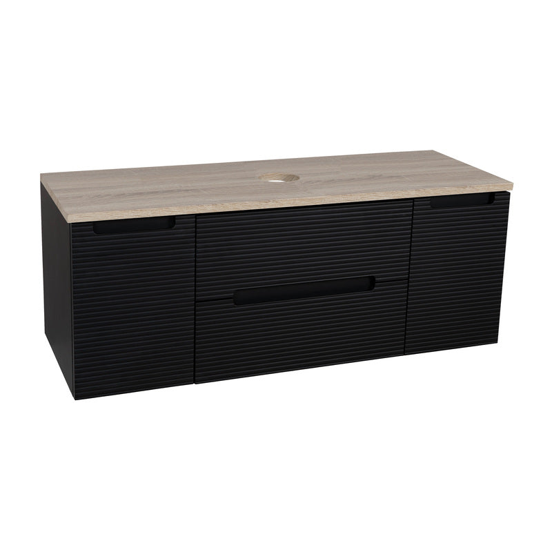 Tailored Bathrooms Monza Plus Fluted Wall Hung 1200mm Vanity Unit with 2 Side Cabinets & Counter Top (1 size, 9 colours) - Brand New Bathrooms